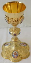 Solid silver gilt antique French Gothic Chalice.